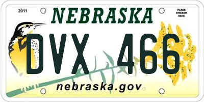 NE license plate DVX466