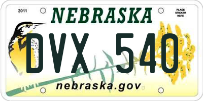 NE license plate DVX540