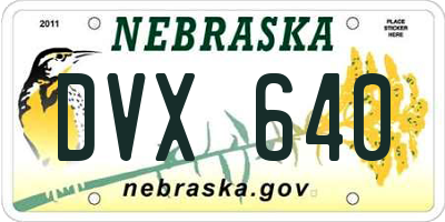 NE license plate DVX640