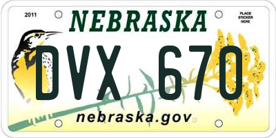 NE license plate DVX670
