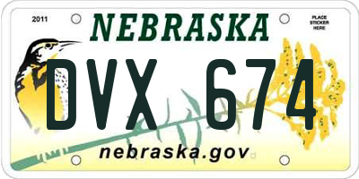 NE license plate DVX674