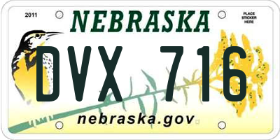 NE license plate DVX716