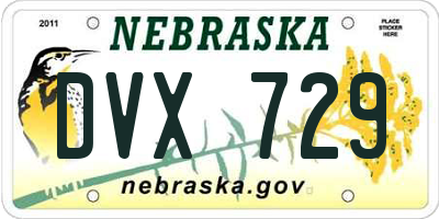NE license plate DVX729