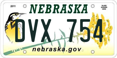NE license plate DVX754