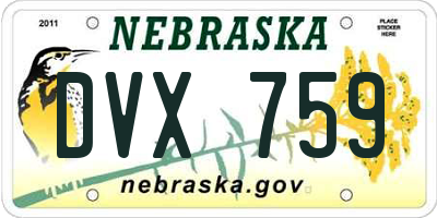 NE license plate DVX759
