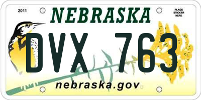 NE license plate DVX763