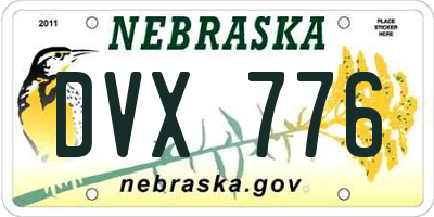 NE license plate DVX776