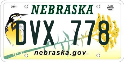 NE license plate DVX778