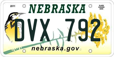 NE license plate DVX792