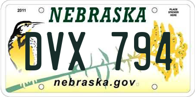 NE license plate DVX794