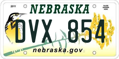 NE license plate DVX854
