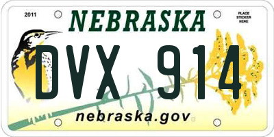 NE license plate DVX914