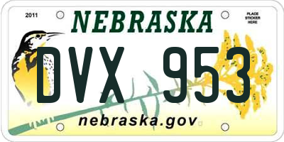 NE license plate DVX953