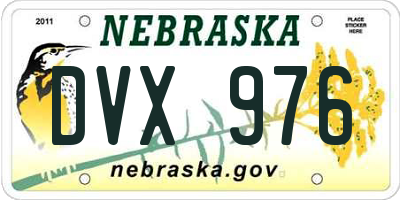 NE license plate DVX976