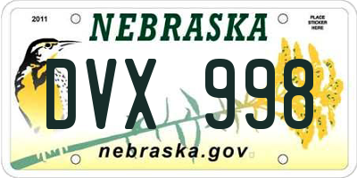 NE license plate DVX998