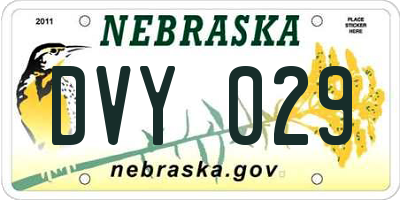 NE license plate DVY029