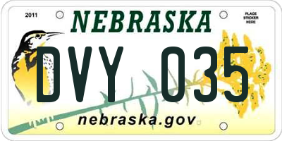 NE license plate DVY035