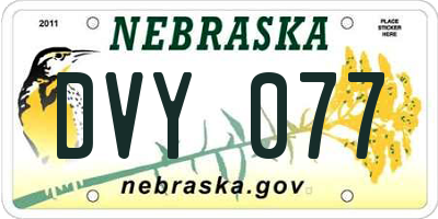 NE license plate DVY077