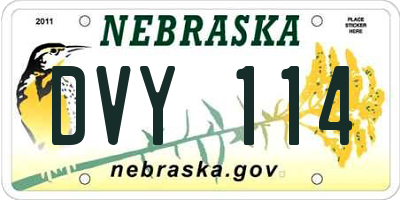 NE license plate DVY114