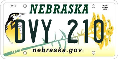 NE license plate DVY210