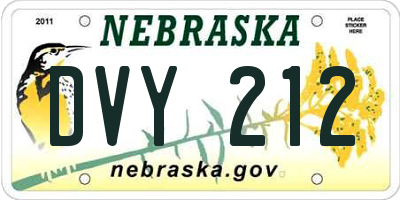 NE license plate DVY212