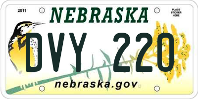 NE license plate DVY220
