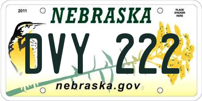 NE license plate DVY222