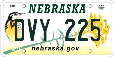NE license plate DVY225