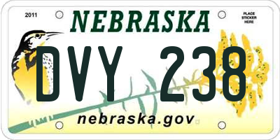 NE license plate DVY238