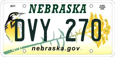 NE license plate DVY270