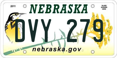 NE license plate DVY279