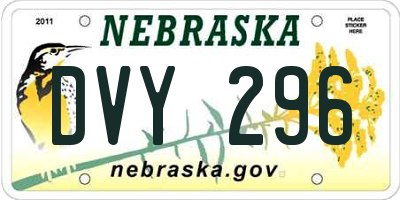 NE license plate DVY296