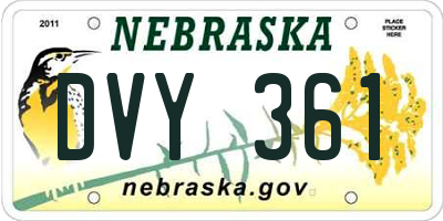 NE license plate DVY361