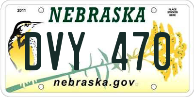 NE license plate DVY470