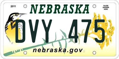 NE license plate DVY475