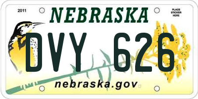 NE license plate DVY626