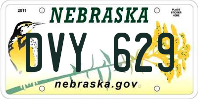 NE license plate DVY629