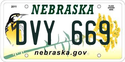 NE license plate DVY669