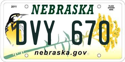 NE license plate DVY670