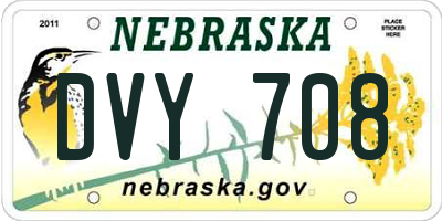 NE license plate DVY708