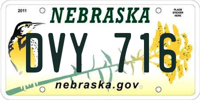 NE license plate DVY716