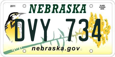 NE license plate DVY734