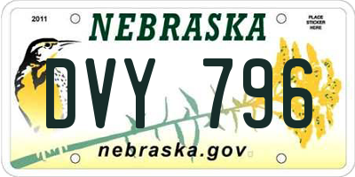 NE license plate DVY796
