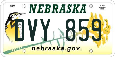 NE license plate DVY859