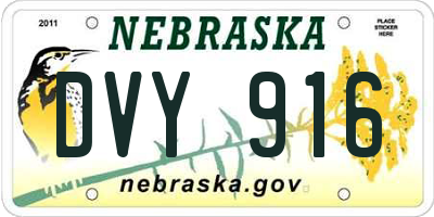 NE license plate DVY916