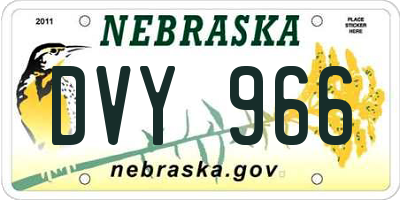 NE license plate DVY966