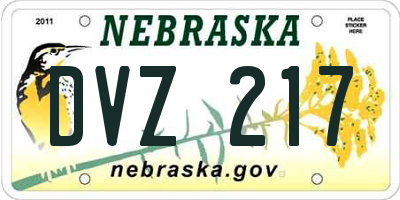 NE license plate DVZ217
