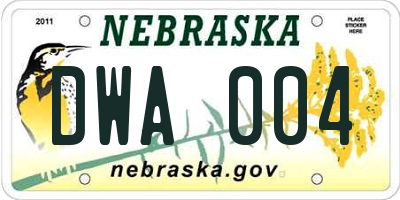 NE license plate DWA004
