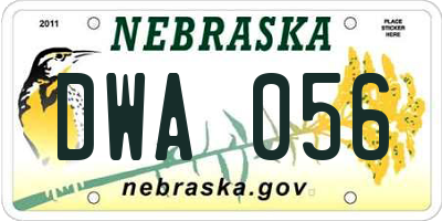 NE license plate DWA056