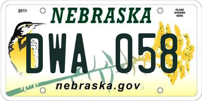 NE license plate DWA058